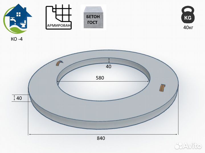 Жб кольцо опорное ко-4 напрямую с завода гост