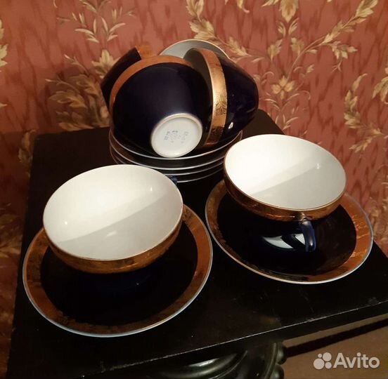 6 чайных пар. Фарфор