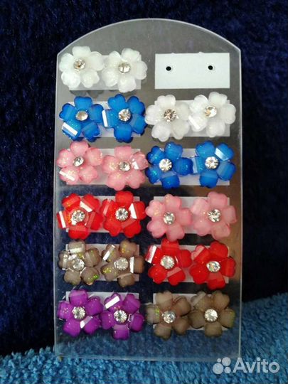 Серьги Гвоздики смайлики Emoji(цветочки)