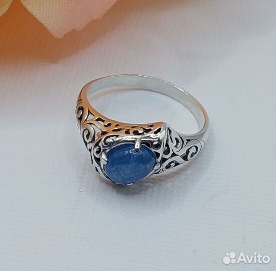 Серебряный комплект с кианитом дизайнерский Лейла