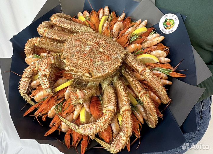 Букеты из раков и морепродуктов