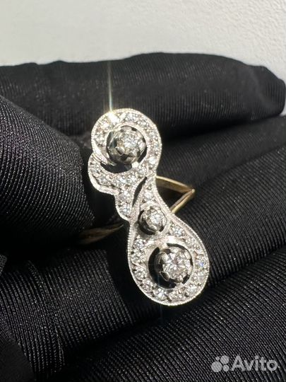 Кольцо золотое с бриллиантами 750 СССР