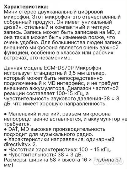Микрофон мини двунаправленный
