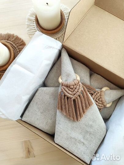 Набор салфеток с кольцами макраме, 4 шт