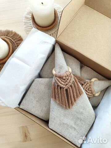 Набор салфеток с кольцами макраме, 4 шт