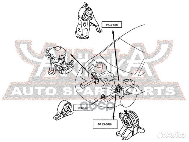 Подушка двигателя задняя 0412-DJR asva