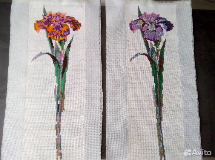 Картина ирисы, Вышивка крестиком, без рамки