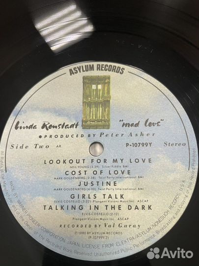 Linda Ronstadt Mad love 1980 USA винил