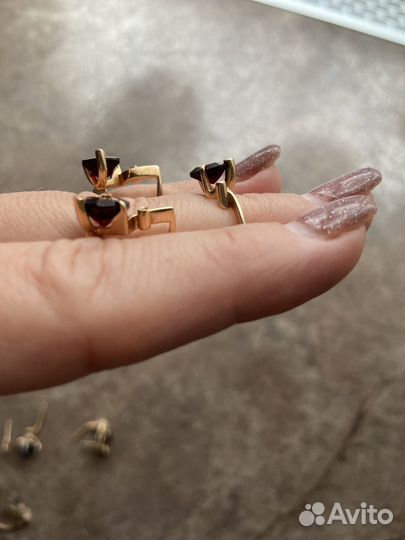 Золотой комплект серьги и кольцо