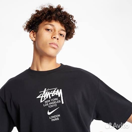 Футболка Nike x Stussy черная оверсайз