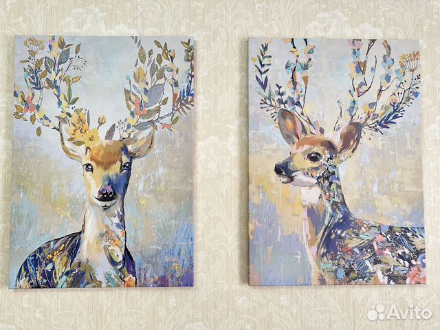 Икеа. Картина на холсте олени (2 шт)