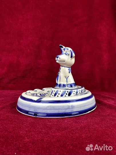 Пепельница собака СССР гжель фарфор