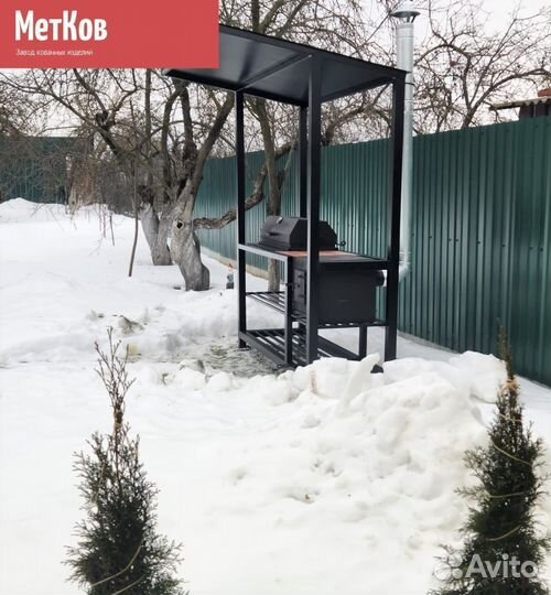 Мангал с крышей лофт