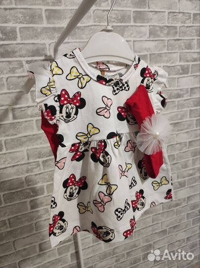 Летнее платье с шортами для девочки 68 74 80 86