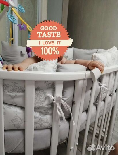 Кроватка+комод+матрас+мобиль+к-кт белья и бортики