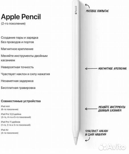 Стилус apple pencil 2nd generation