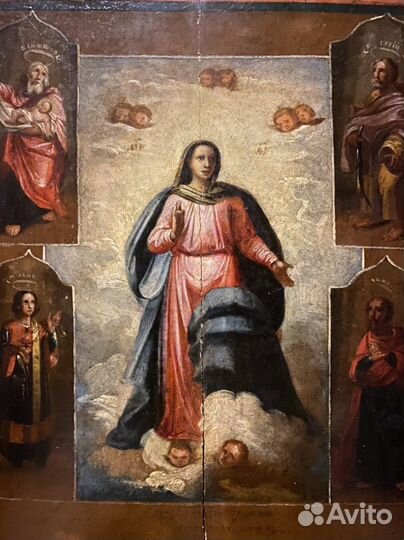 Икона старинная Благословляющая Богородица
