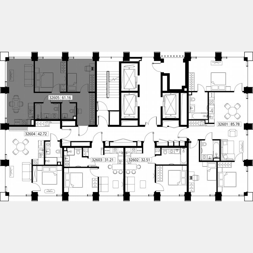2-к. квартира, 61,2 м², 26/28 эт.