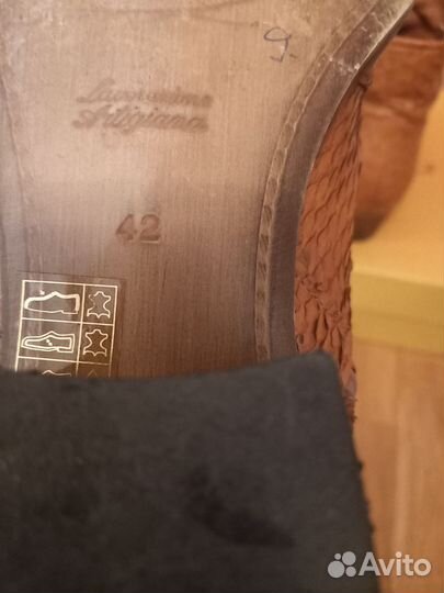 Ботинки женские кожаные размер 42, кожа змеи