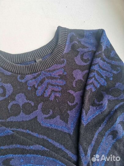 Свитер женский чёрный с синим рисунком Bestia, S/M