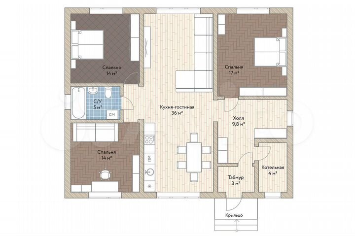 Дом 120 м² на участке 8 сот.