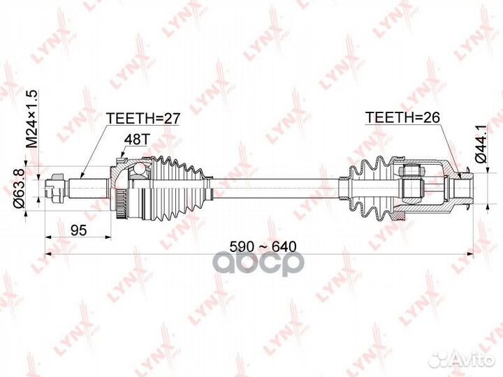 Привод в сборе перед прав CD1073A lynxauto