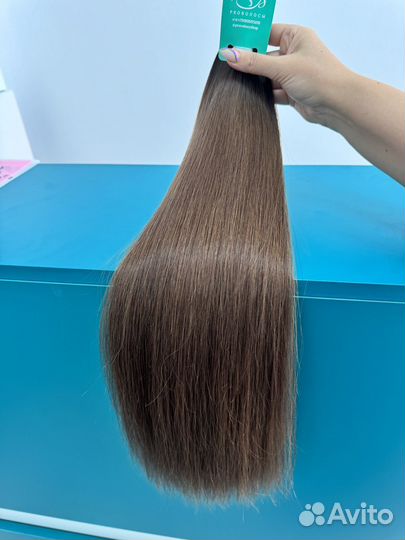 Волосы для наращивания, 60 см. темно-русый
