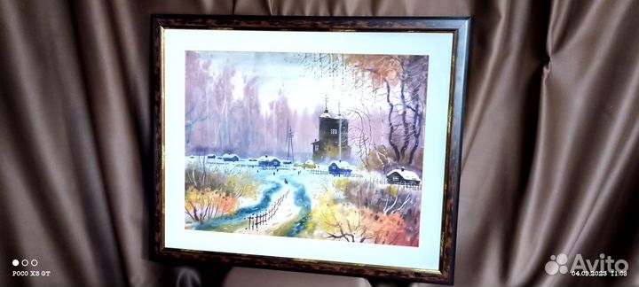 Акварель картина рукописная Л.С. Герасимов