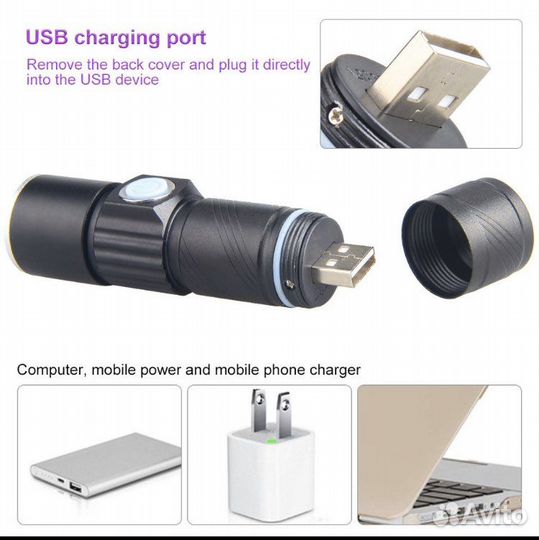 Ультрафиолетовый фонарик с usb зарядкой