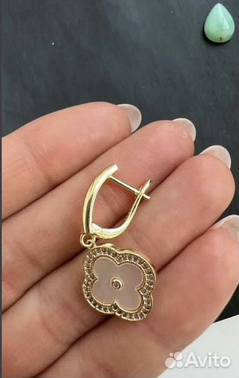 Серьги Van Cleff. Позолота