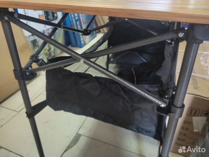 Стол складной реечный с корзиной 120*55*70см