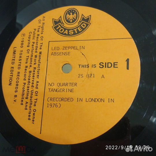LED Zeppelin absence 1972 (made in australia 1980