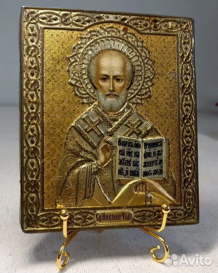 Икона старинная Николай Чудотворец
