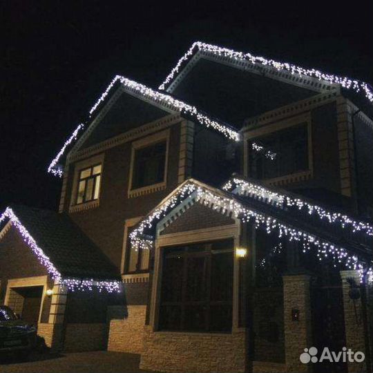 Гирлянда уличная бахрома украшение дома гирляндами