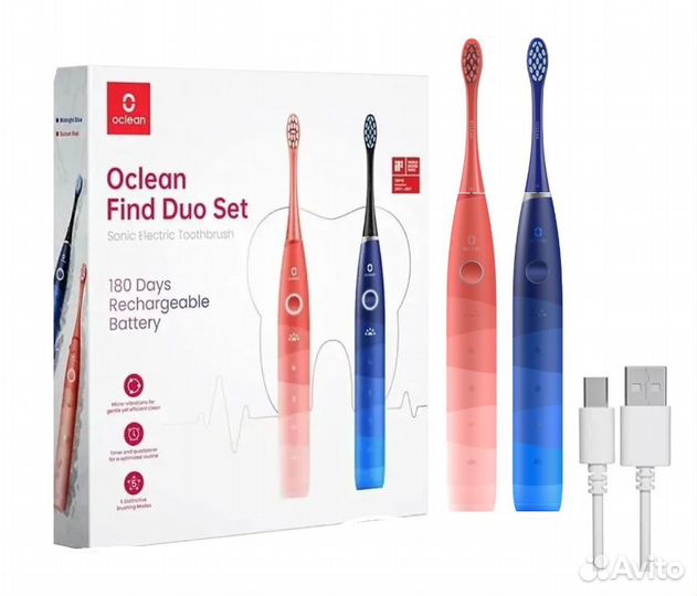 Комплект эл. зубных щеток Oclean Find Duo. Новые