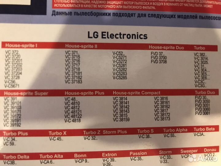 Мешок (пылесборник ) для пылесоса
