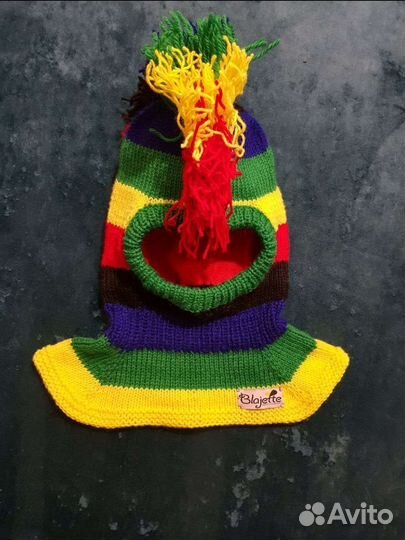 Детский вязаный шлем ирокез