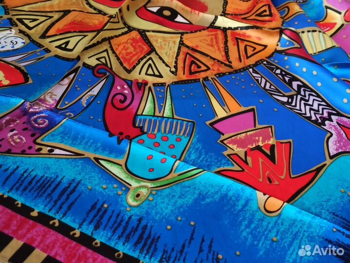 Шелковый платок бирюзовый