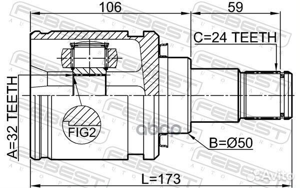 ШРУС внутренний левый 32X50X24 toyota avensis