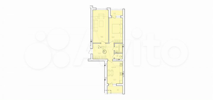 2-к. квартира, 66,1 м², 4/10 эт.