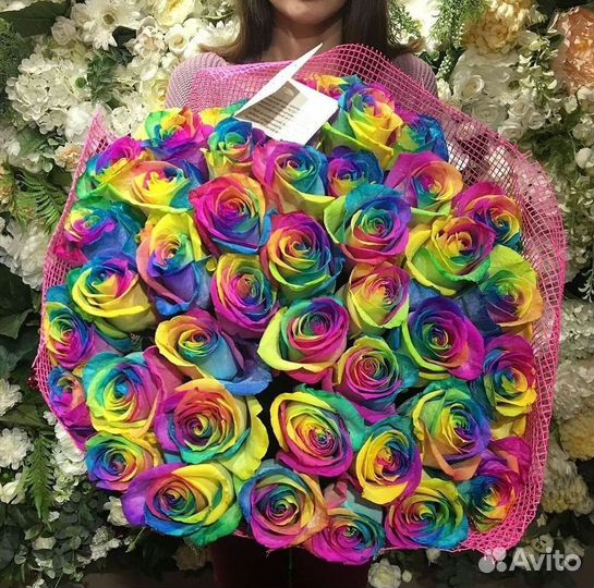 Радужные розы. Цветы Букеты с доставкой