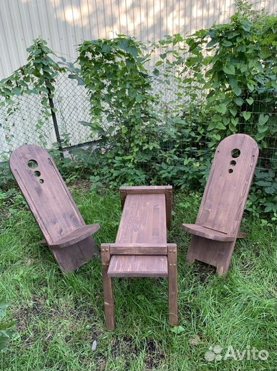 Деревянная мебель 2 стула и стол Викинг