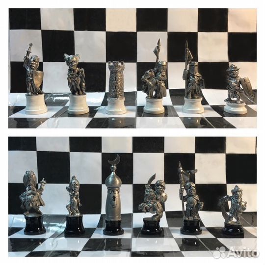 Оловянные шахматы битва Восток vs Рыцари