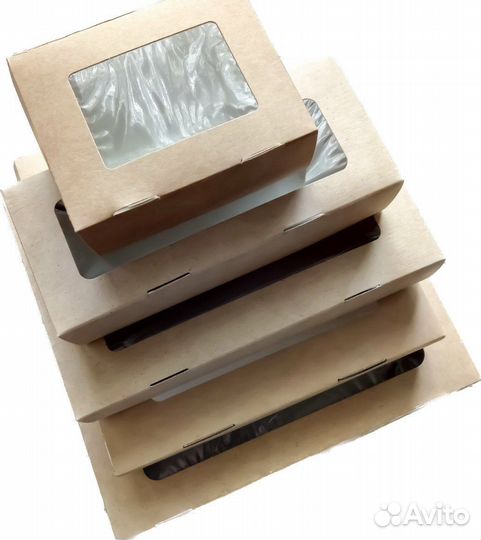 Крафт коробки с окошком самосборные