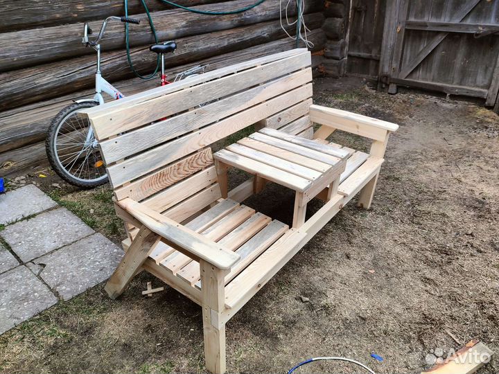 Скамейка садовая со столиком