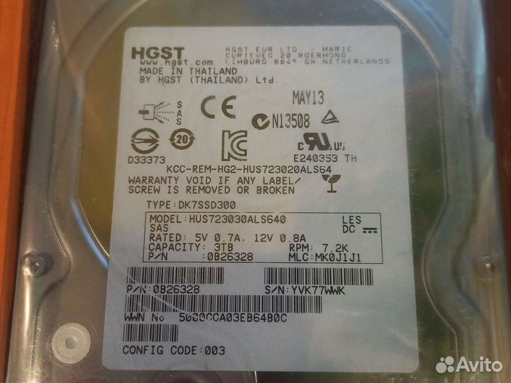 Новый жесткий диск hitachi 3285067-B HDS HUS 3TB