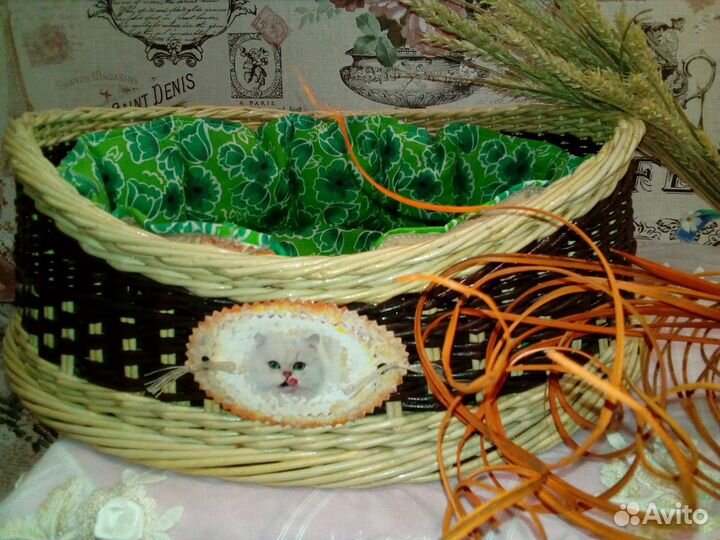 Лежанка для кота плетеная