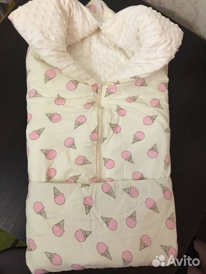 Конверт зимний на выписку для девочки