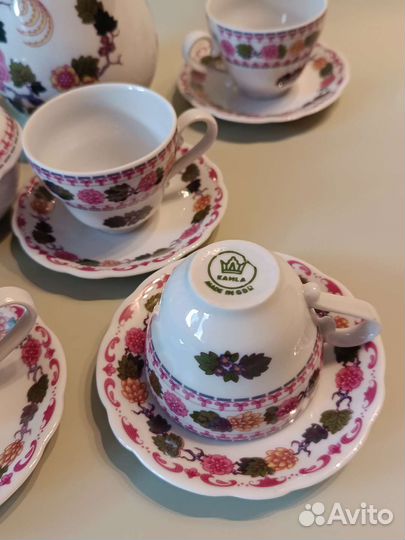 Кофейный сервиз Райские птицы. ГДР, чайник