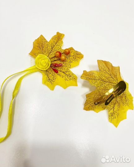 Комплект заколка и браслет осень с листьями